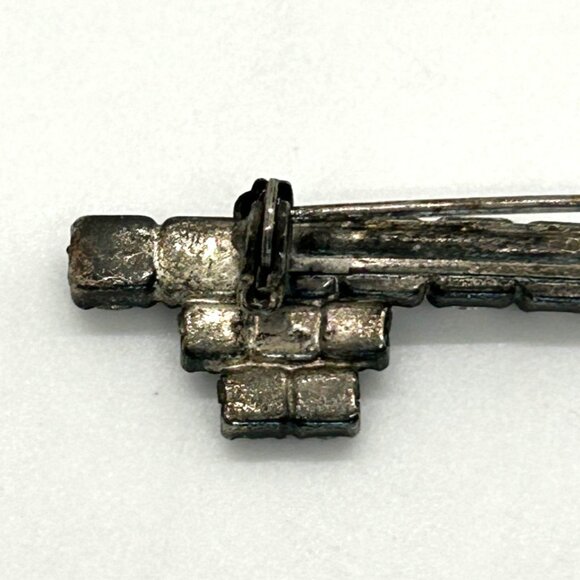 Vintage 1940s Broock Rhinestone Key To My Heart Pot Metal Brooch WWII Era - Picture 15 of 16